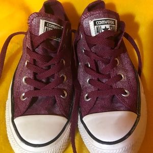 Maroon shiny converses